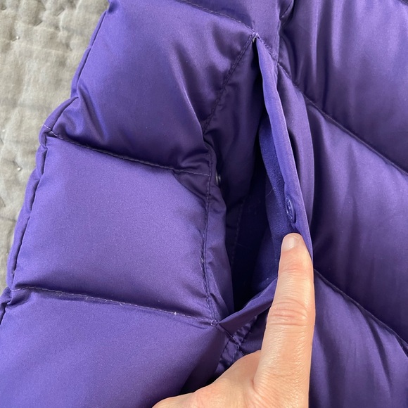 Lands’ End down puffer vest purple zippered with pockets thick warm small 6-8 - Picture 6 of 9